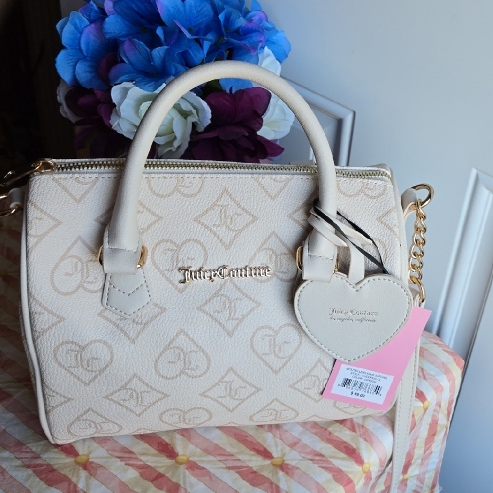 Juicy Couture Cream Satchel with Gold Hardware